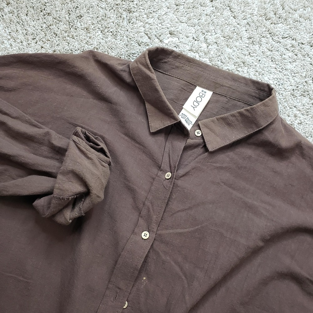 Cotton On Body Tunic Womens M Brown Button-Up Lightweight Relaxed Casual